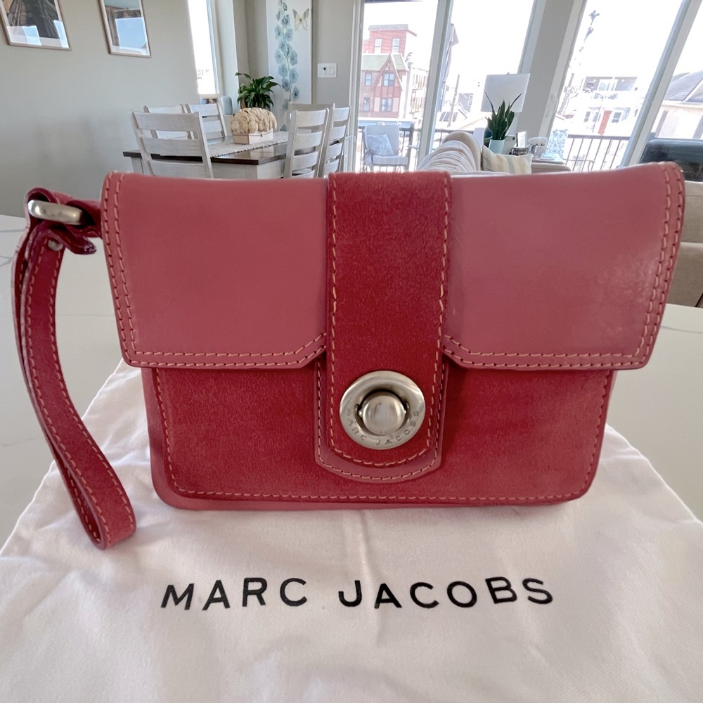Marc Jacobs - Leather & Suede Vintage Pink / Mauve Wristlet Bag Pochette - EUC